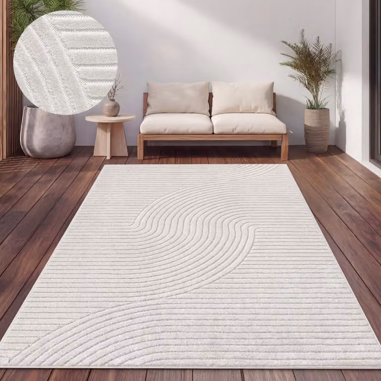 Paco Home Buitentapijt Scandinavische Boho-stijl Effen Kleur B/D: 120 x 170 cm