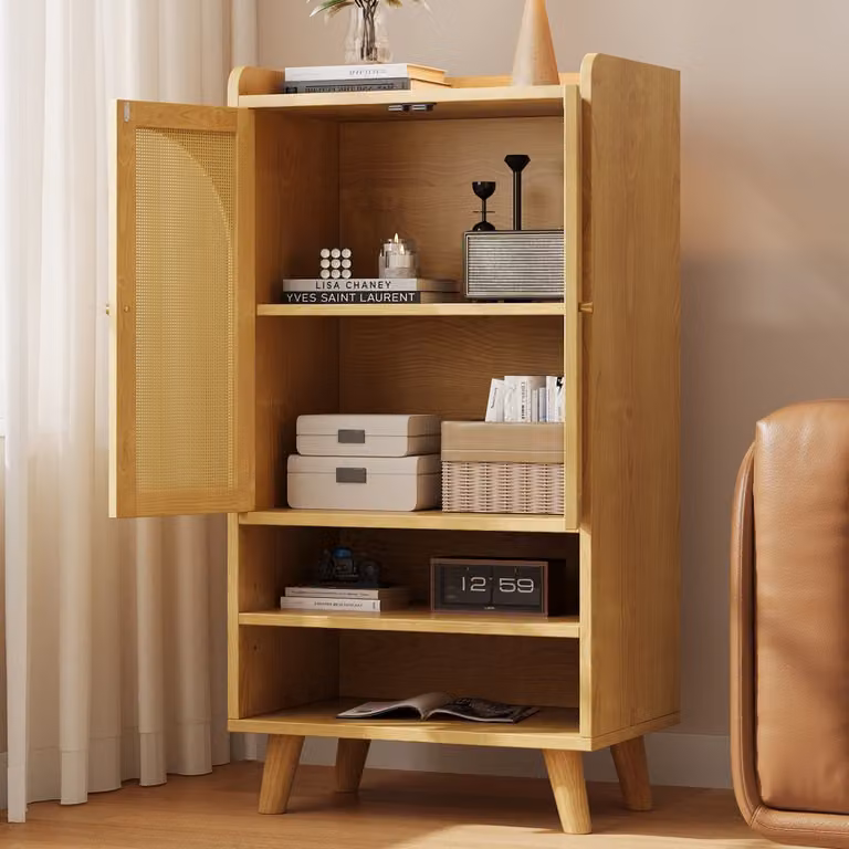 Minimalistisch Sideboard met Open Vakken in Natuur - B/D/H: 60 x 40 x 121 cm