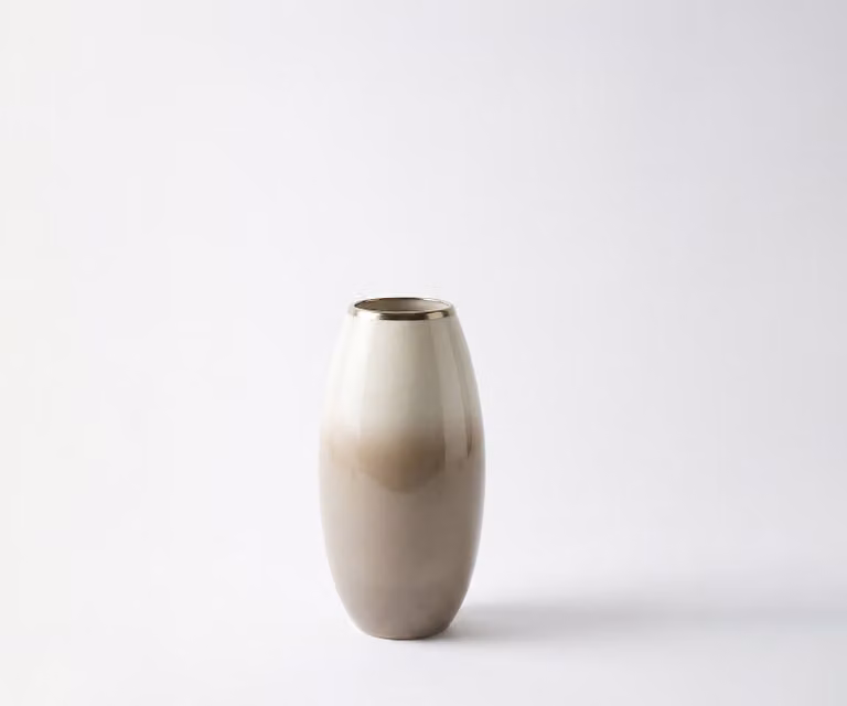 Handgemaakte glazen vaas Velino van DELIFE in Vanilla Mokka, B: 22 cm, D: 22 cm, H: 44 cm