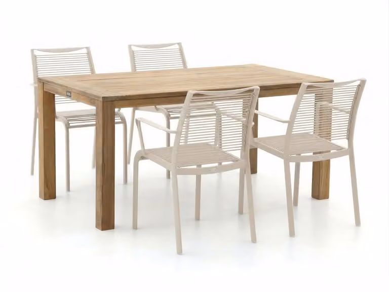 Apple Bee Diningset voor 4 personen van teakhout voor in de tuin of op het terras