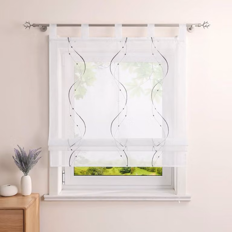 Transparant vouwgordijn met lussen voor keuken, woonkamer of slaapkamer - 120 x 140 cm