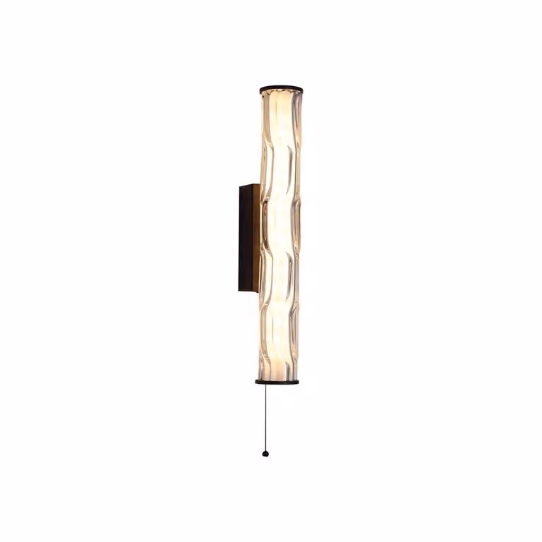 Searchlight Vibrate Wandlamp zwart met glas - Hoogte: 43 cm