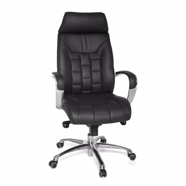 AMSTYLE Bureaustoel zwart met lederen en textiele bekleding, B/D/H: 62 x 117 x 66 cm