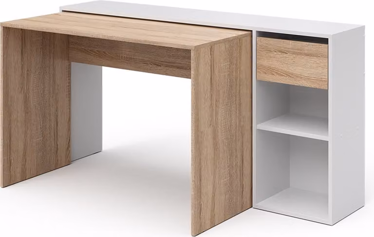 Vicco Bureau Vicco Ben Wit/Sonoma, Breedte: 145 cm, Diepte: 46.4 cm, Hoogte: 75.8 cm