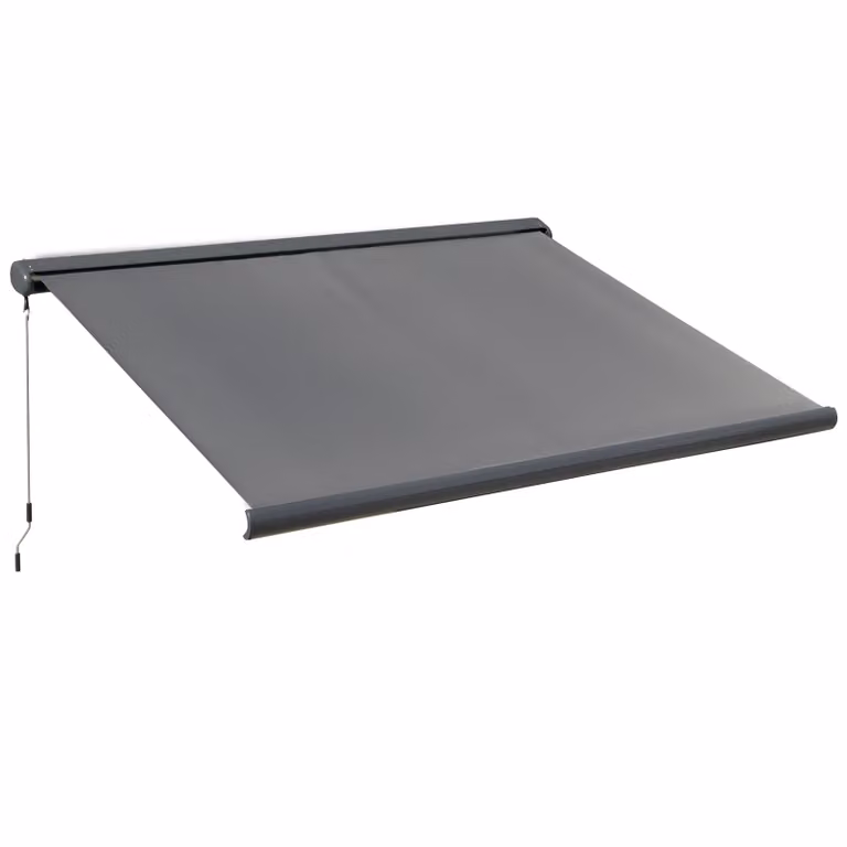 Outsunny Elektrische Cassetteluifel Donkergrijs met Afstandsbediening en Handmatige Slinger, Breedte: 300 cm, Diepte: 250 cm