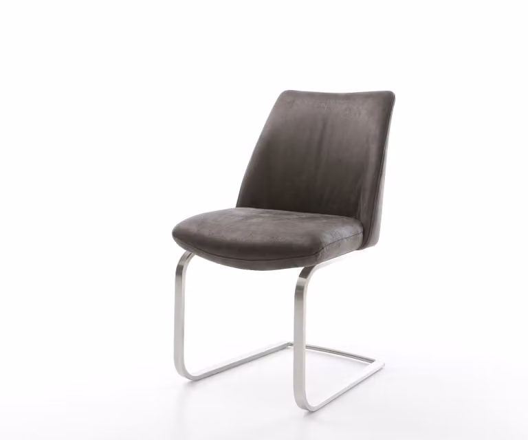 DELIFE Elso-Flex Sledemodel Stoel in Antraciet Microvelours met Pocketveer Kern en RVS Onderstel