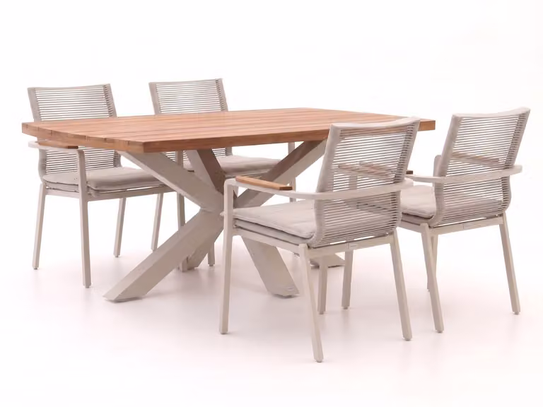Bellagio Diningset voor 4 personen van bruin teakhout met ovale tafel