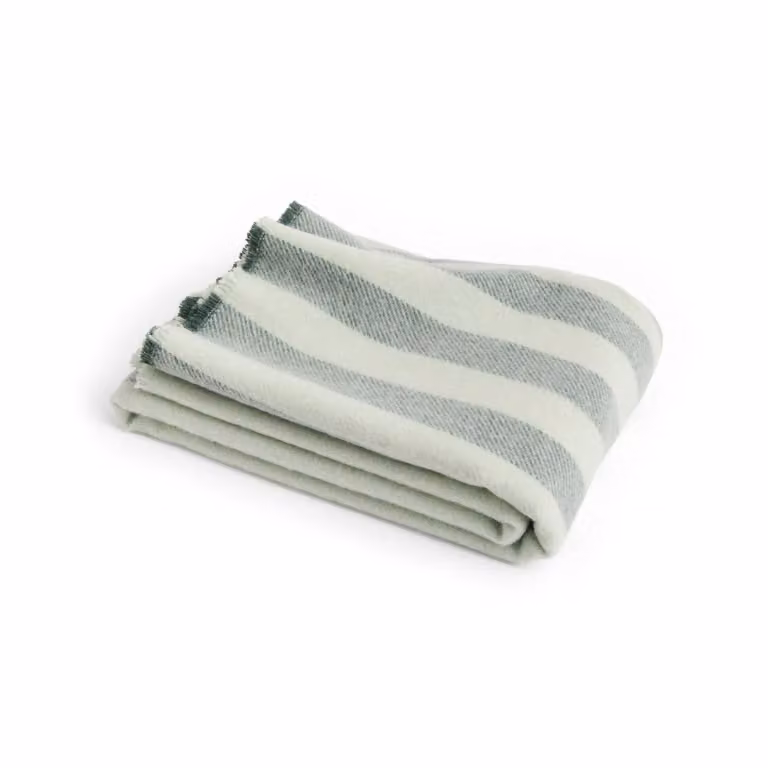 HAY Duo plaid gestreept van wol, Mintgroen, B/D: 130 x 180 cm