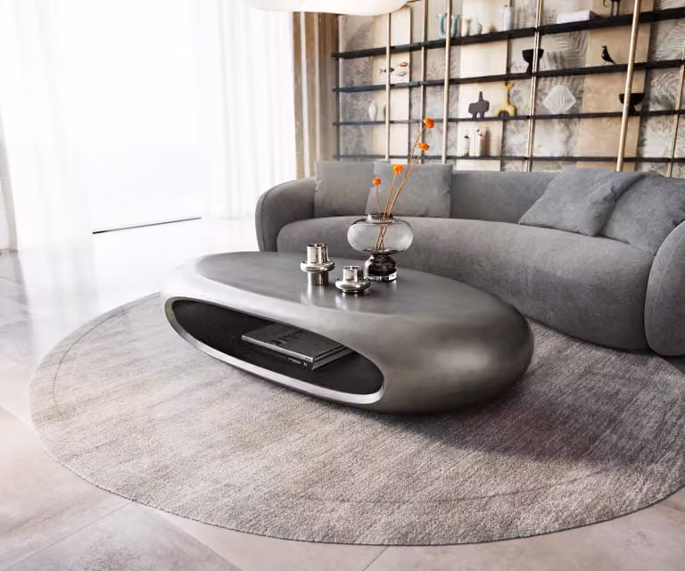 DELIFE Salontafel Sinor Modern Ovaal Zilver Metallic B: 136 cm, D: 64,5 cm, H: 35 cm