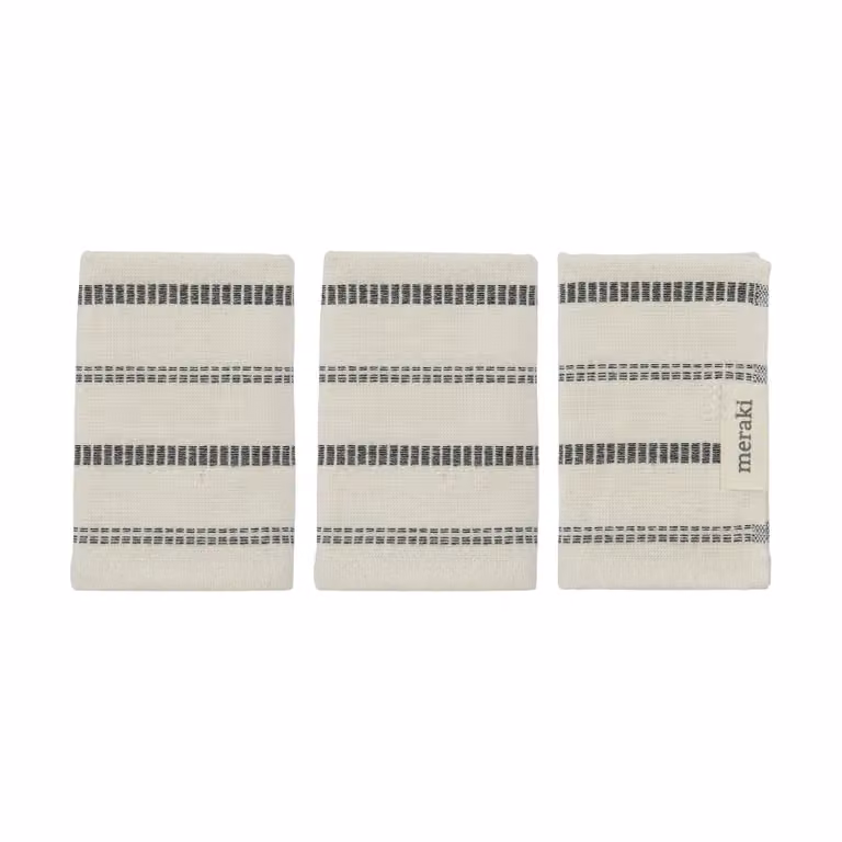 Meraki True washandjes 3 stuks Off-White-zwart
