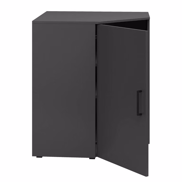 home24 Hoekkast Hick, modern en vrijstaand, bruin/grafietkleurig, Breedte: 83 cm