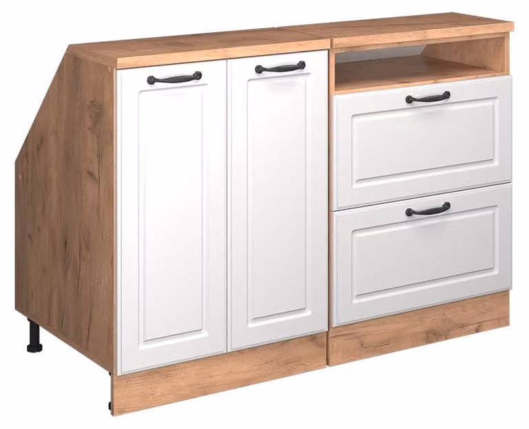 Vicco R-Line Keukenkast voor schuine wand Wit Landhuis, Set van 2 kastrompen, Breedte: 120 cm, Diepte: 60 cm, Model 59978