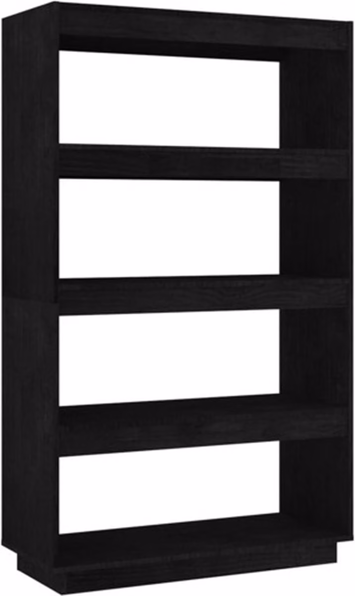 vidaXL Boekenkast en Kamerscherm van Massief Grenenhout - Zwart - B: 80 cm, D: 35 cm, H: 135 cm
