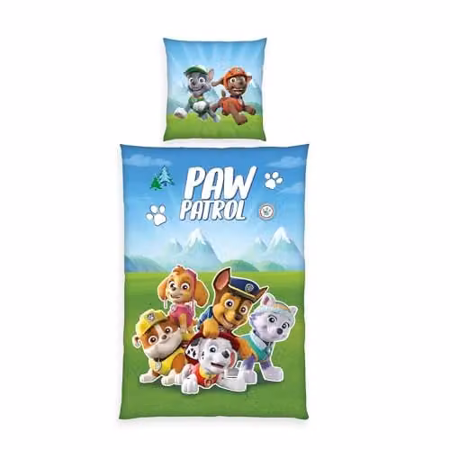 Herding Paw Patrol Beddengoedset met Glow in the Dark effect, 100% katoen-renforcé, Multicolor, Dekbedovertrek 135 x 200 cm en Kussensloop 80 x 80 cm