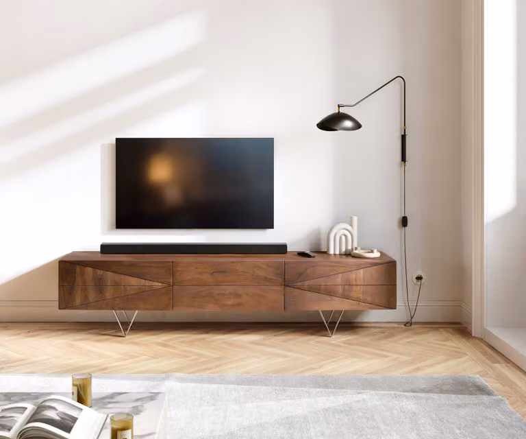 DELIFE Wyatt modern tv-meubel van acacia hout in bruin, B/D/H: 175 x 40 x 40 cm