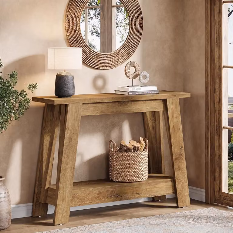 Little Trees Boerderijstijl Consoletafel met 2 lagen en opbergruimte, Breedte: 105 cm