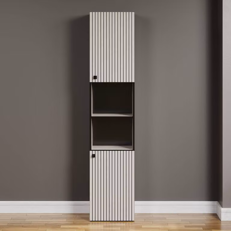 CALICOSY Badkamerkolom Purebliss met 2 deuren en 2 open vakken, grijs/beige, B: 40 cm, H: 186 cm, D: 31 cm