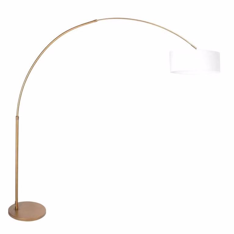 Steinhauer Booglamp Sparkled Light brons met witte stoffen kap Ø 45 cm