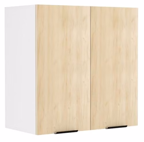 VCM Fasola Keukenkast Wandkast met Houten Deur, Eik Wit/Honing, Breedte: 60 cm