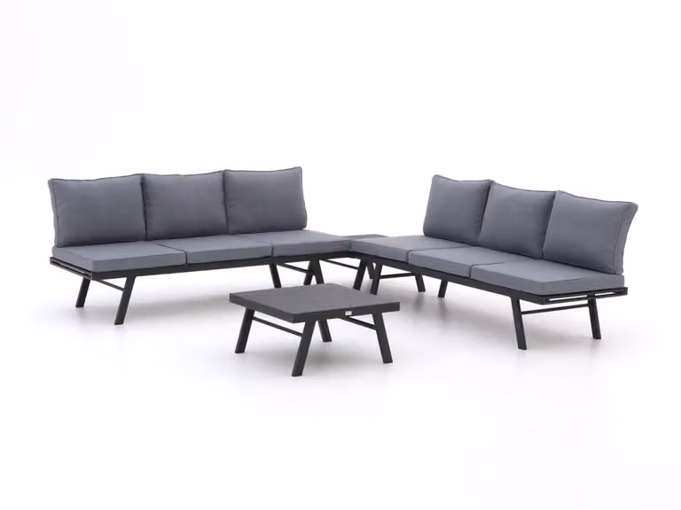 Forza Furniture Hoek loungeset voor 6 personen, Grijs, Aluminium met Textiel