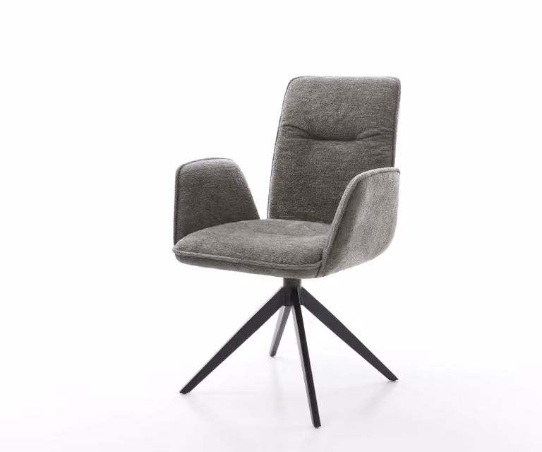 DELIFE Draaistoel Vinja-Flex met bouclé bekleding en kruisframe, zwart, 360 graden draaibaar