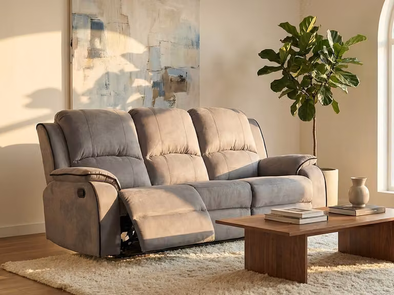 Vente-unique Driezits relaxbank HERNANI grijs microvezel met verstelbare rugleuning