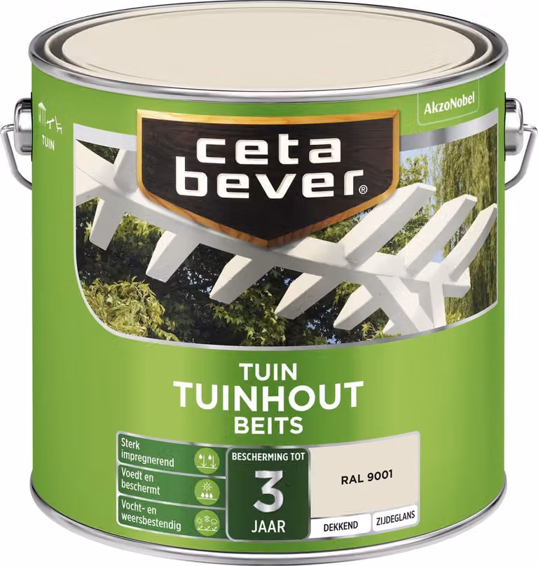 Cetabever Tuinbeits voor tuinhout dekkend - Ral 9001 - 2,5 l