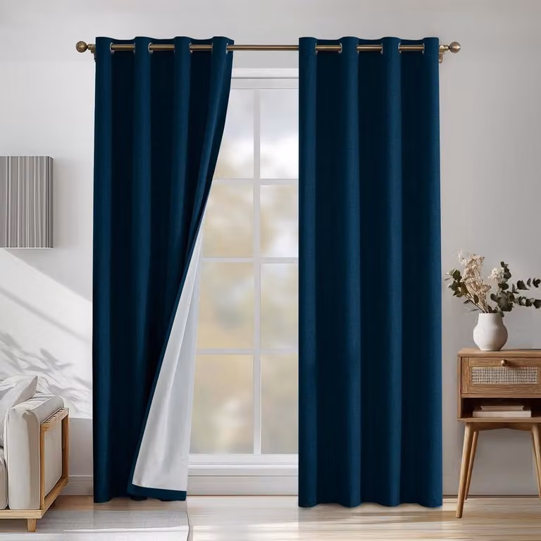 Verduisterende gordijnen met linnen effect in donkergroen voor privacy en 100% lichtblokkade, 117 x 137 cm