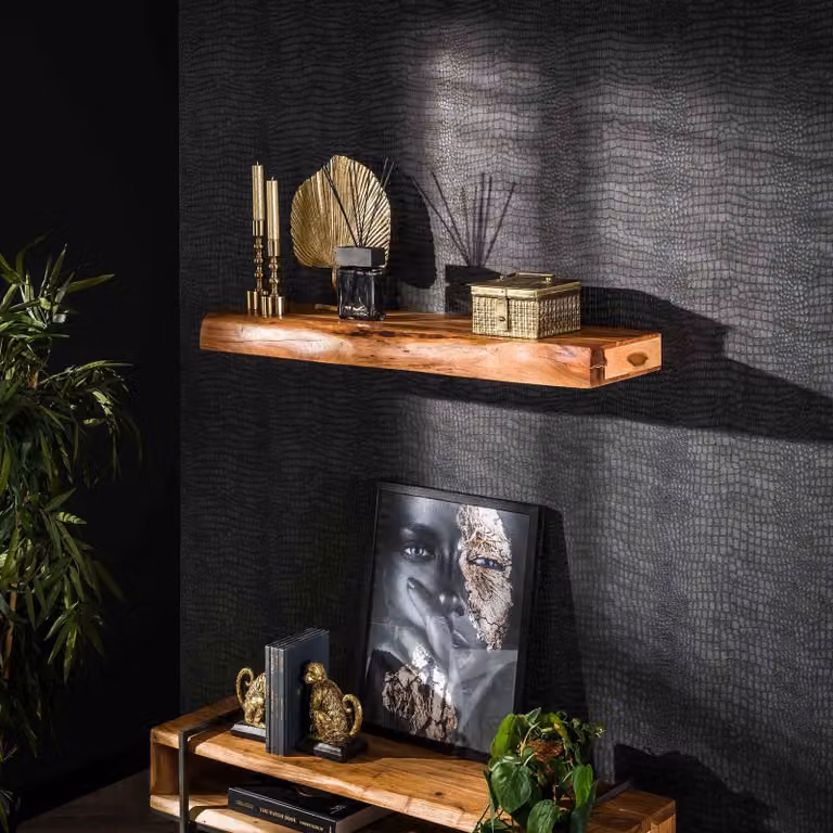 WoonStijl Wandplank Acacia Massief Hout Bruin Breedte: 100 cm, Diepte: 25 cm, Hoogte: 8 cm