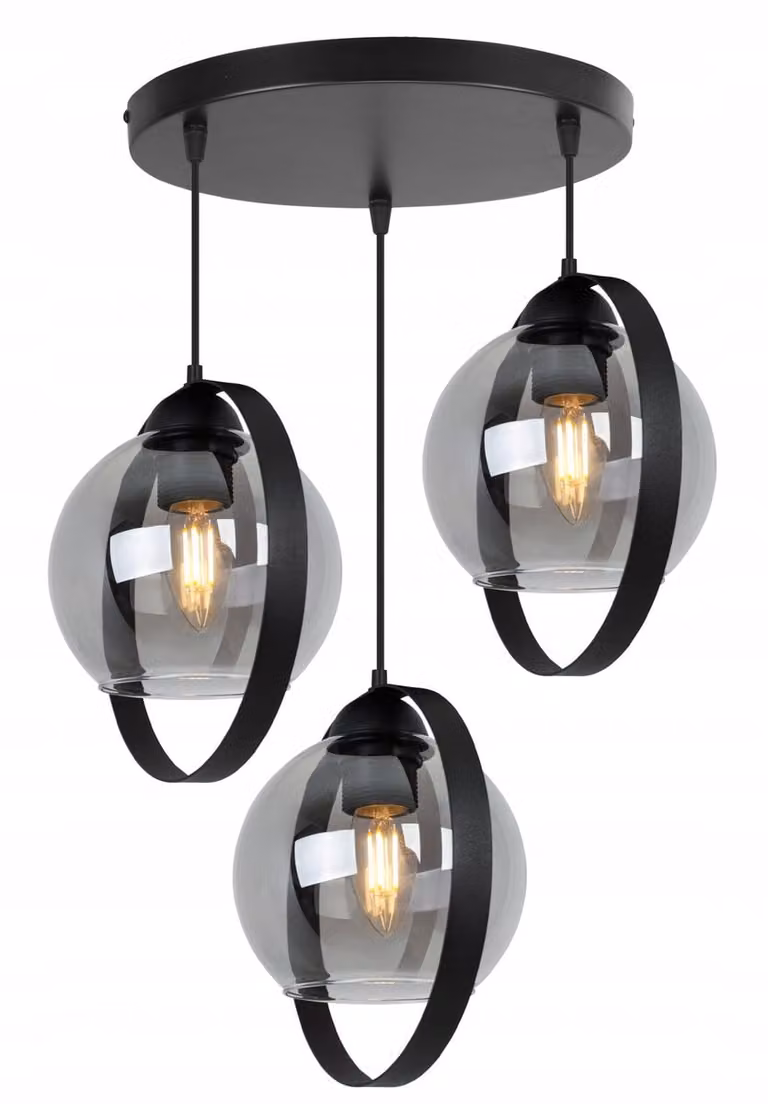 LightHome Ring Hanglamp - Zwart/Goud - Metaal en Glas - Modern Design - 3x E27