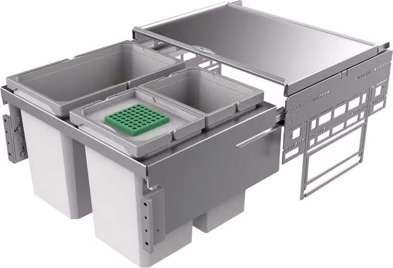 Naber Cox Base 1T 600-3 Afvalcontainer met biologisch afbreekbare componenten, lichtgrijs, Hoogte: 360 mm