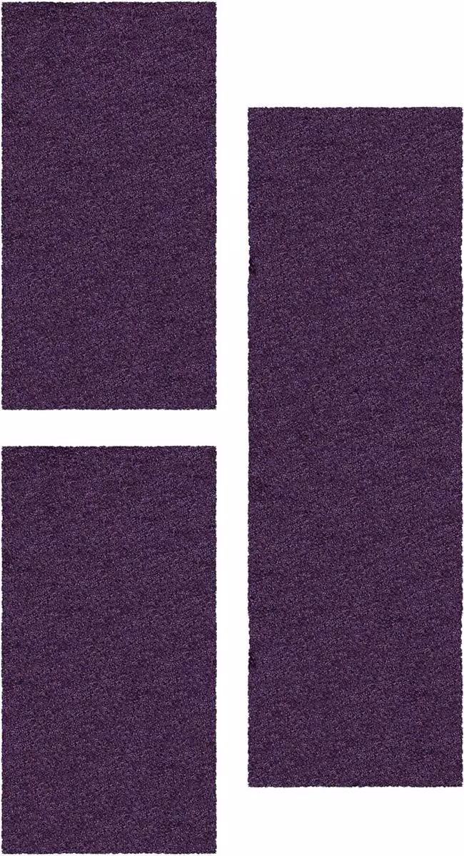 3-delige set hoogpolige vloerkleden lila, 50 mm poolhoogte, breedte: 60 cm, lengte: 110 cm en breedte: 80 cm, lengte: 250 cm