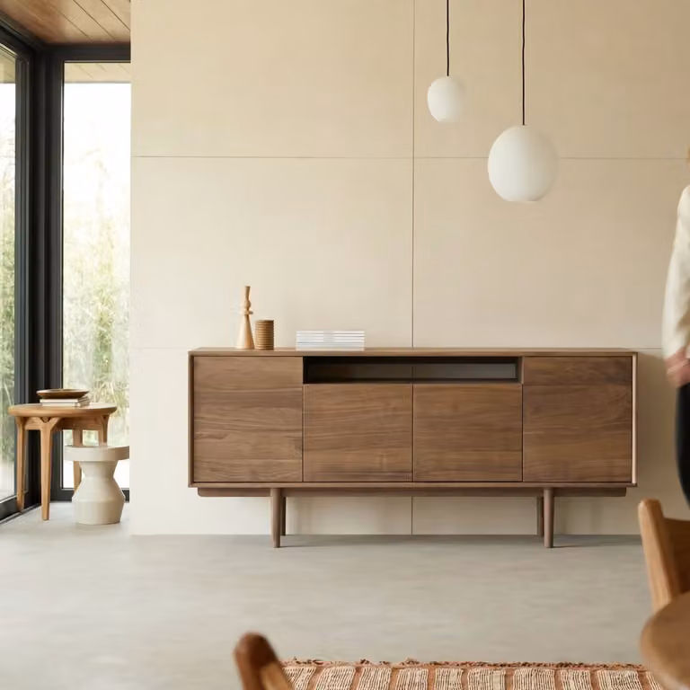 Tikamoon Ellie Dressoir van massief notenhout - Bruin - Breedte: 180 cm