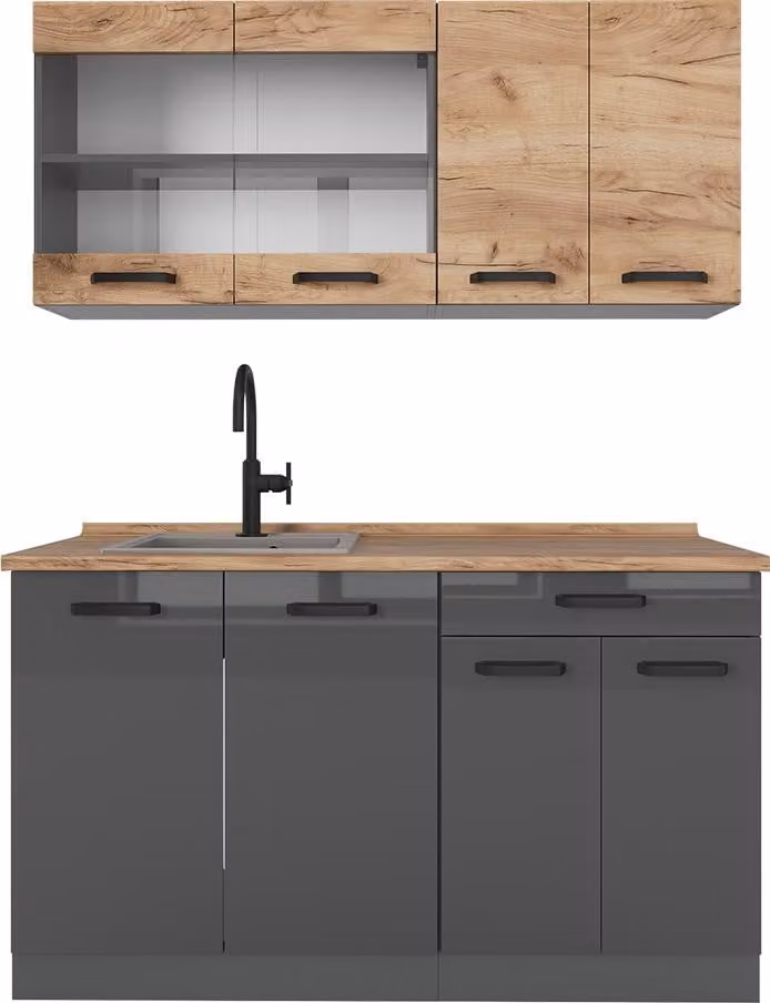 Vicco R-Line Keukenkast Model 58715, Eik goud/antraciet, 140 cm