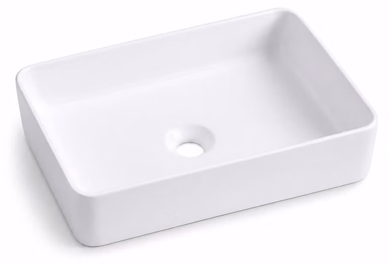 Dripio Inbouwwastafel met lotus effect, Wit, Keramiek, B/D/H: 50 x 35 x 11 cm