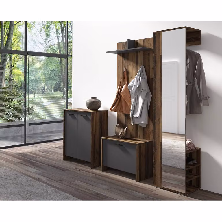 home24 Schoenenkast modern bruin en antraciet B: 63 cm, H: 83 cm, D: 35 cm
