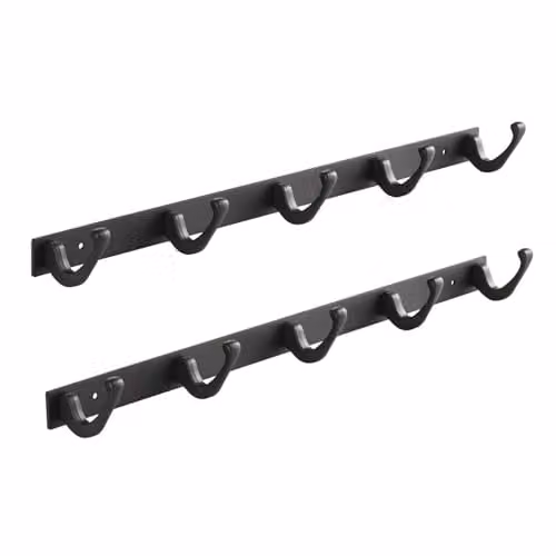 SO-TECH Blackline FORTE haakrails set van 2, 450 mm, zwart met 5 haken