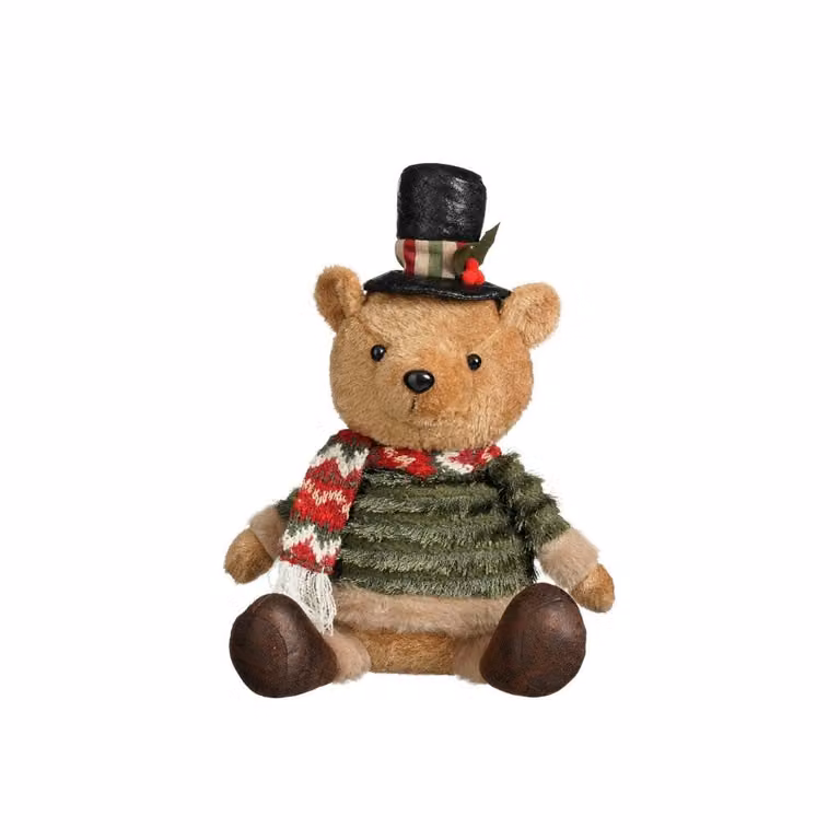 Pluche deco beer groen en bruin, Hoogte: 53 cm