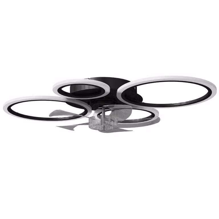 HOMCOM Plafondventilator met LED-verlichting en afstandsbediening, 77 cm, 3 lichtkleuren en 6 snelheden