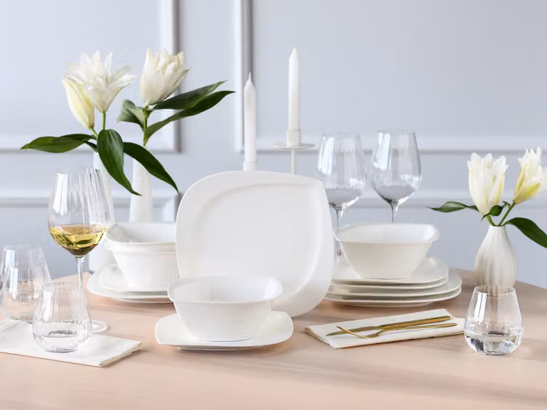 CreaTable Melbourne 12-delige porseleinen serviesset wit B/D/H: 34 x 27 x 26,5 cm