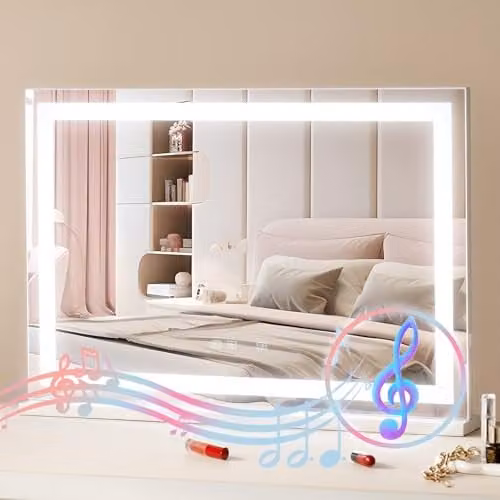 VEVOR Hollywood make-upspiegel met LED-verlichting, wit, wandmontage, dimbaar, met touch-bediening en USB, B: 80 cm