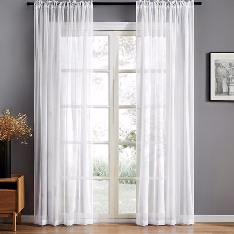 Translucente gordijnen voor woonkamers, slaapkamers en terrassen, 1 paar, B: 140 cm, H: 230 cm