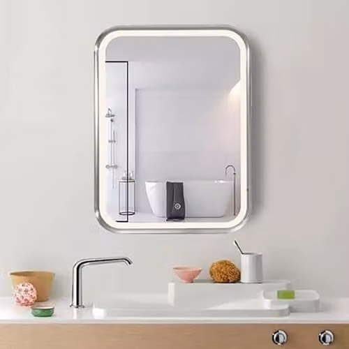 Silumen Rechthoekige LED-spiegel voor badkamer, 35W, Wit, B: 60 cm, H: 80 cm