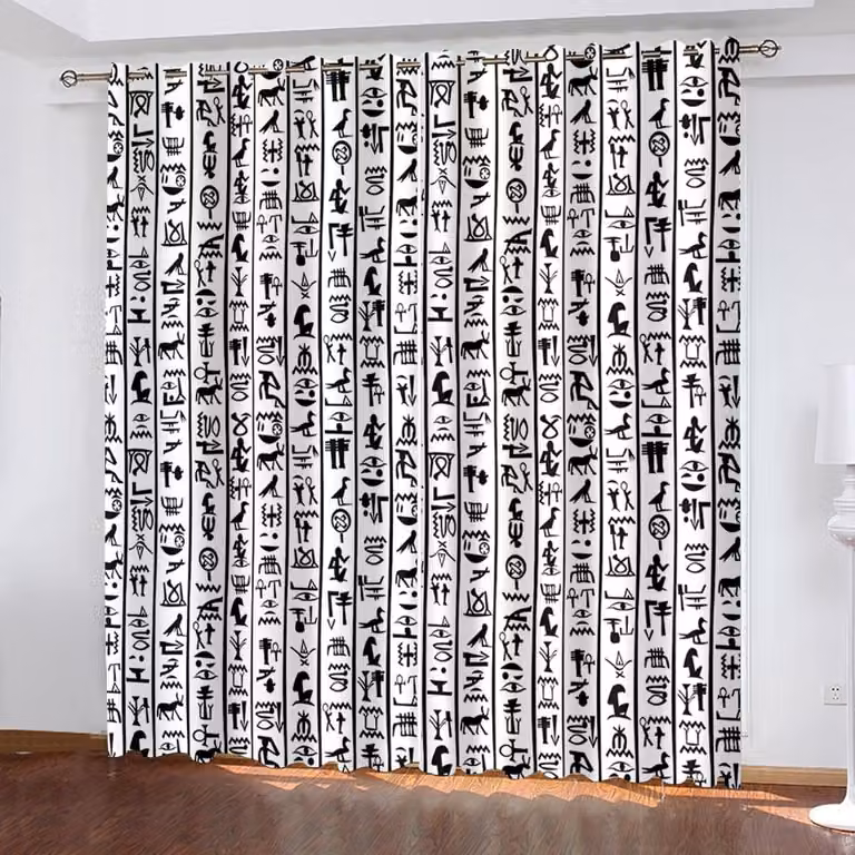 Verduisterende gordijnen met decoratieve panelen en 5D HD print technologie, 140 x 100 cm
