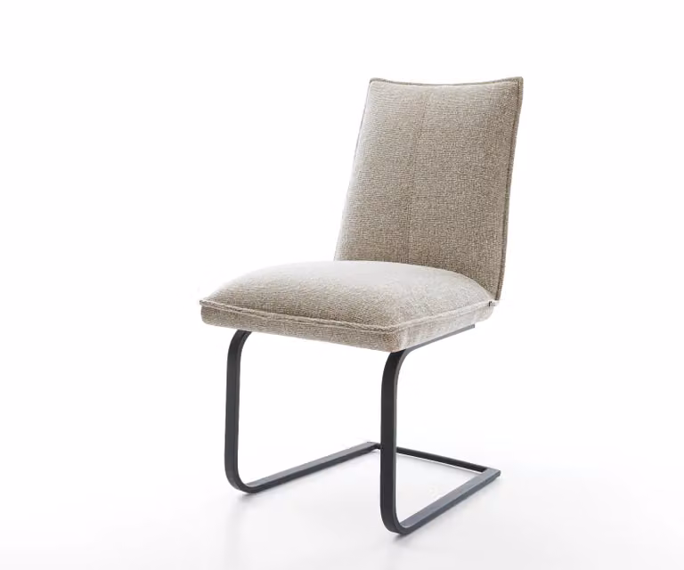 DELIFE Lelio-Flex Sledemodel Stoel met Geweven Stof in Beige en Zwart met Pocketveer Kern