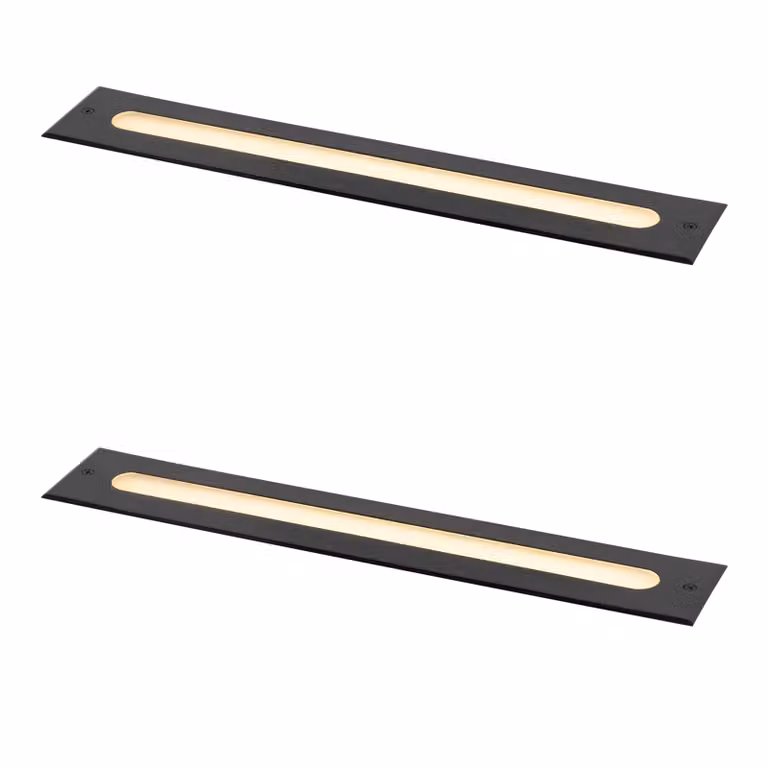Qazqa Set van 2 Moderne Inbouwspots Zwart 50 cm met LED IP65
