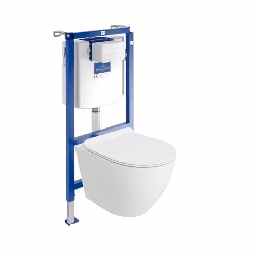 Villeroy&Boch ViConnect H112 Complete Toiletset met Voorwandelement, Hangend Inbouwtoilet Sofi Slim White Mat en Bedieningspaneel Wit