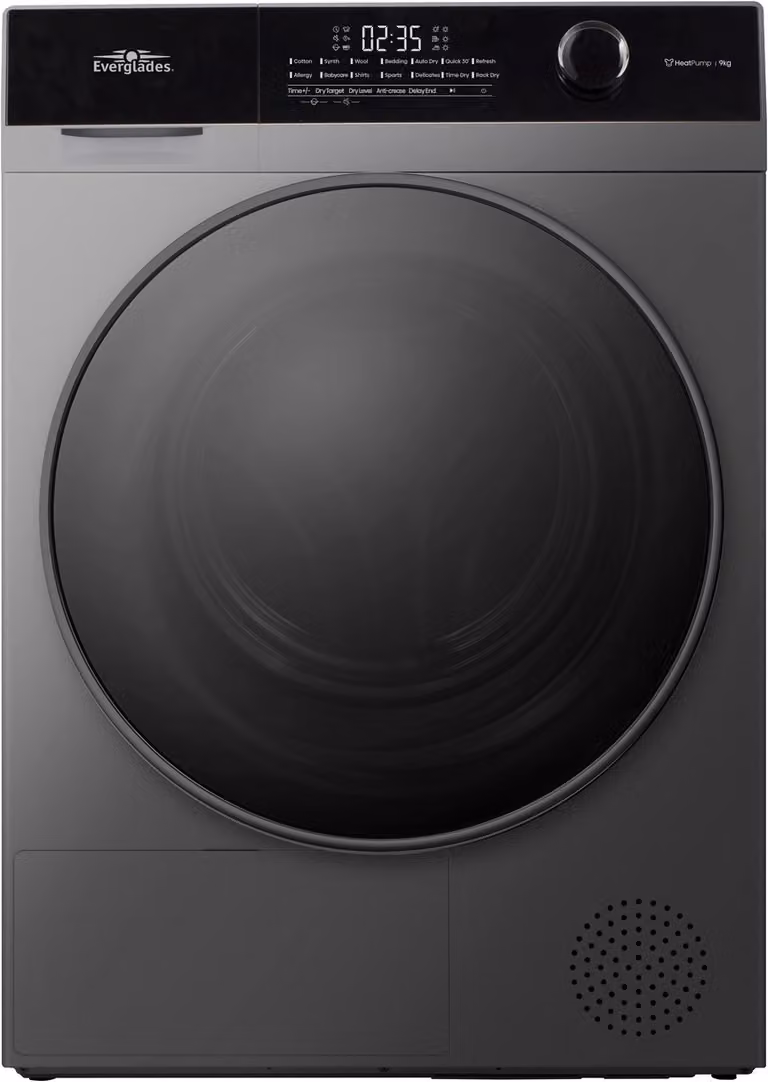 Everglades EVHP9066CG Warmtepompdroger - Titanium Gray - 9KG - 15 Programma's - C-Klasse