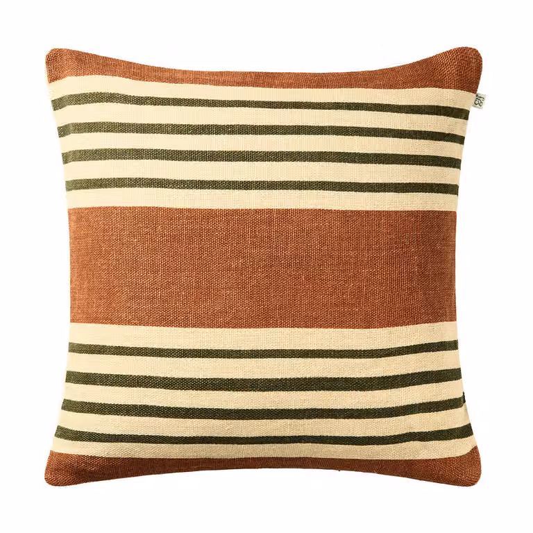 Chhatwal & Jonsson Aria kussenhoes Apricot orange-cactus green, 50 x 50 cm
