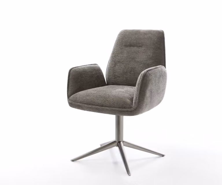DELIFE Draaistoel Zoa-Flex met bouclé bekleding en pocketveer kern, Grijs/Bruin, B/D/H: 62 x 65 x 92 cm